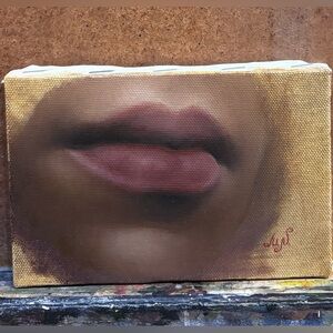 Original oil painting on canvas. Mouth study.